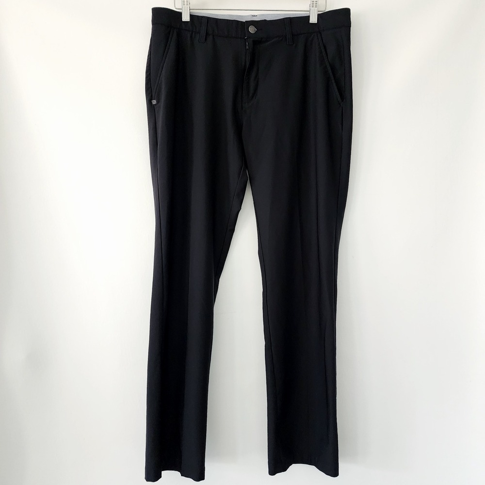 Adidas black flat front golf athletic pants mens size 34x32